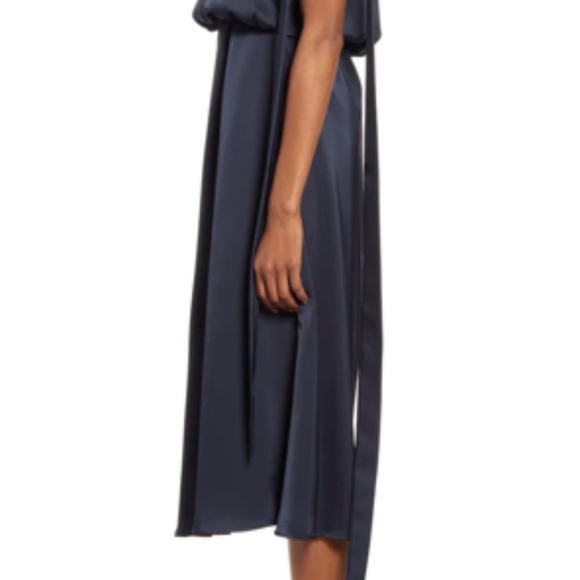 NWT AMYLYNN One Shoulder Satin Dress in Navy Blue, Size Small - Picture 4 of 16